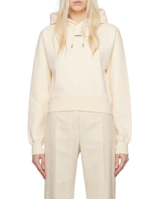 Jacquemus White Logo Patch Drawstring Hoodie