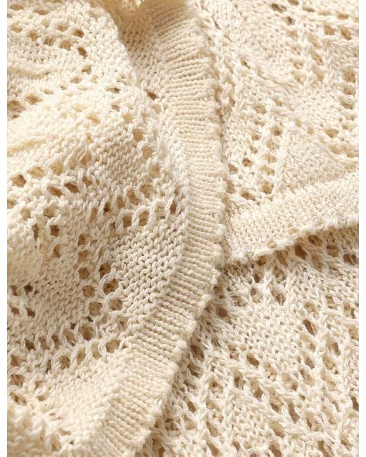 Zimmermann Natural Mahon Ruffled Pointelle-Knit Top
