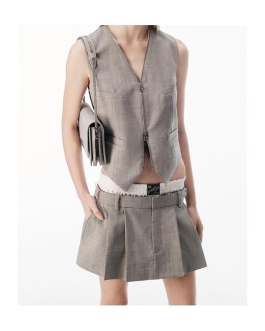 Alexander Wang Gray Zip Detailed Mid-Rise Skorts