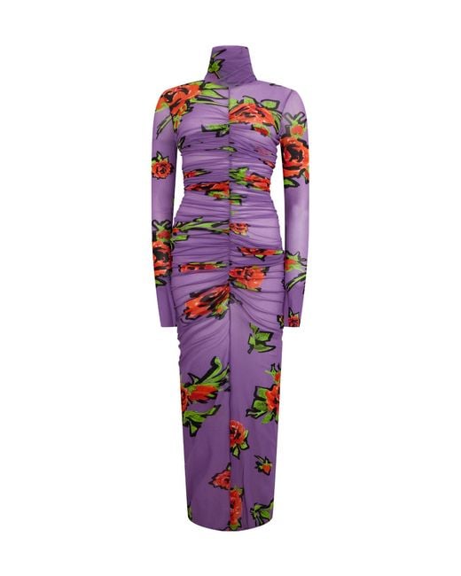Philosophy Di Lorenzo Serafini Purple Ruched Floral Dress