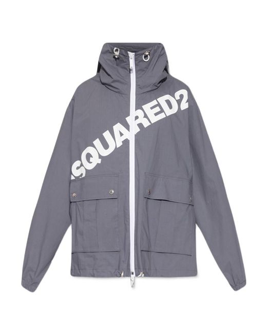 DSquared² Blue Logo Printed Zipped Jacket for men