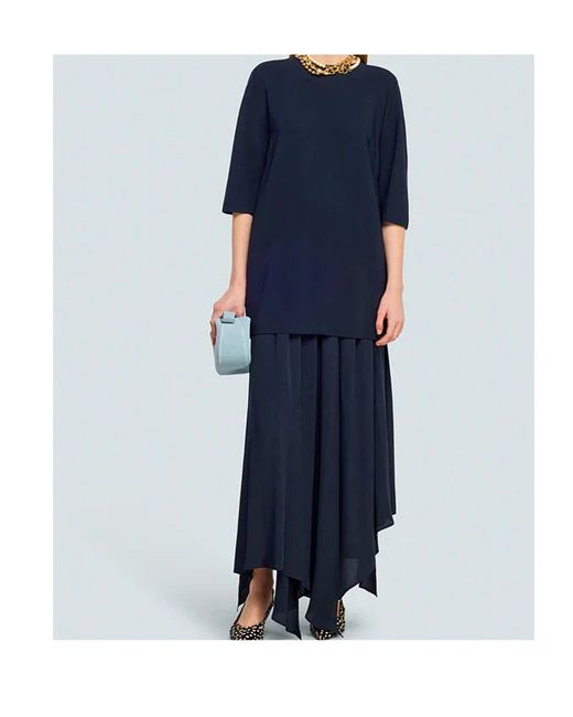 Semicouture Blue Short-Sleeved Panelled Dress