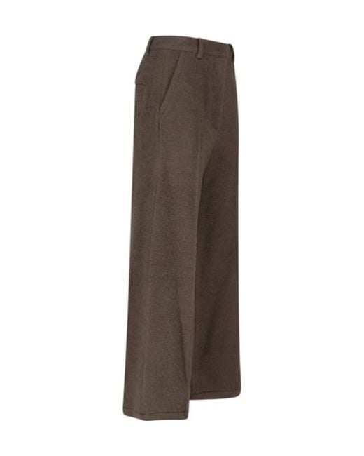 Low Classic Brown Pleated Straight-Leg Trousers