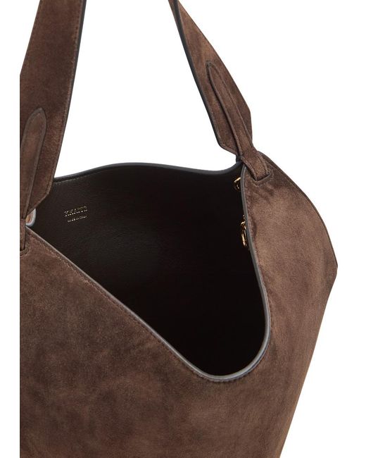 Khaite Brown Lotus Mini Suede Tote Bag