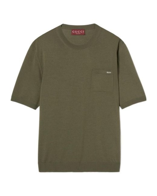 Gucci Green Fine Wool Knit Top With Intarsia for men