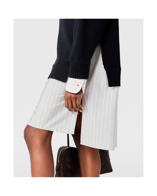 Stella McCartney Blue Crew-Neck Sweater Shirt Midi Dress