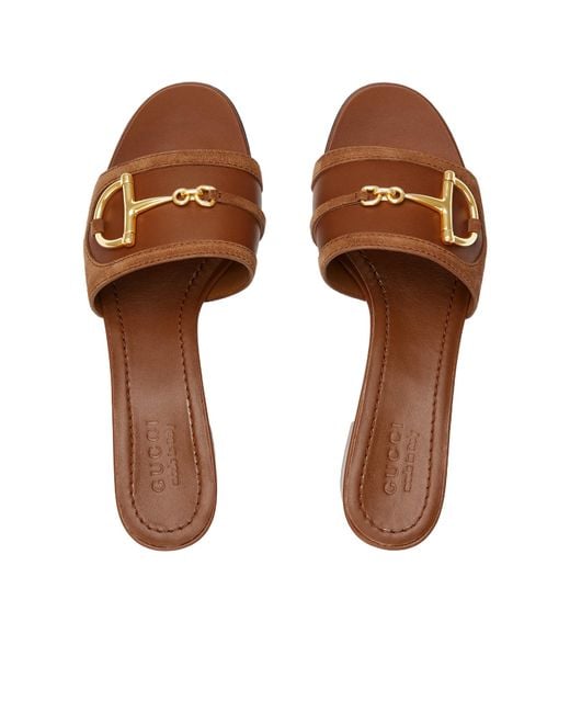 Gucci Brown Slide Sandal With Horsebit