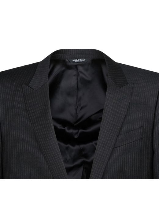 Dolce & Gabbana Black Pinstriped Single-Breasted Blazer for men