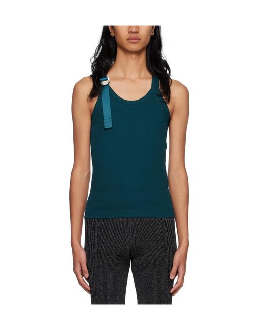 Dion Lee Blue Buckled Fine-Ribbed Tank Top for men