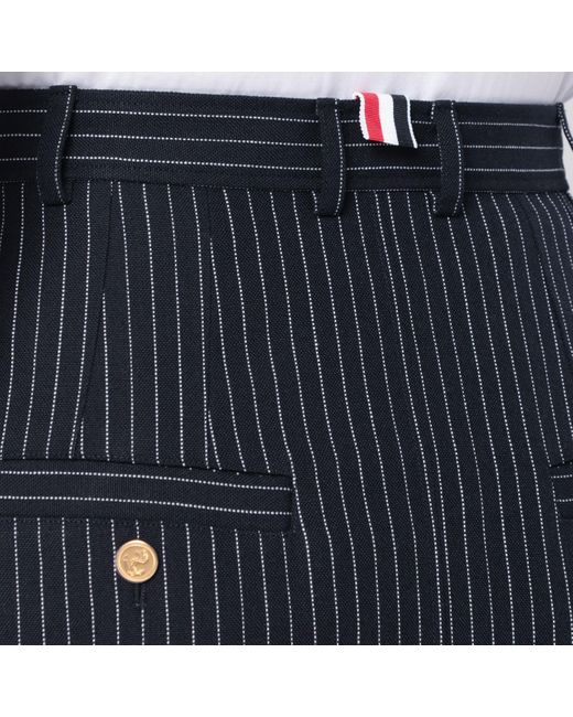 Thom Browne Blue Pinstriped Pencil Midi Skirt