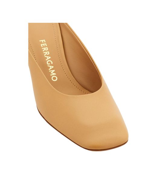 Ferragamo Natural Square-Toe Mules