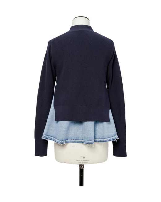 Sacai Blue Denim X Knit Cardigan