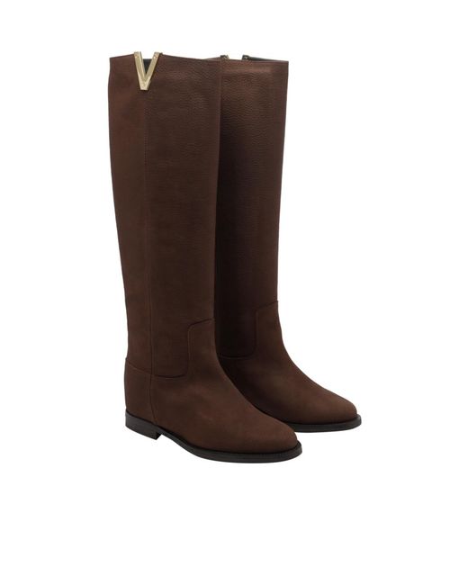 Via Roma 15 Brown V-Cut Knee-High Boots