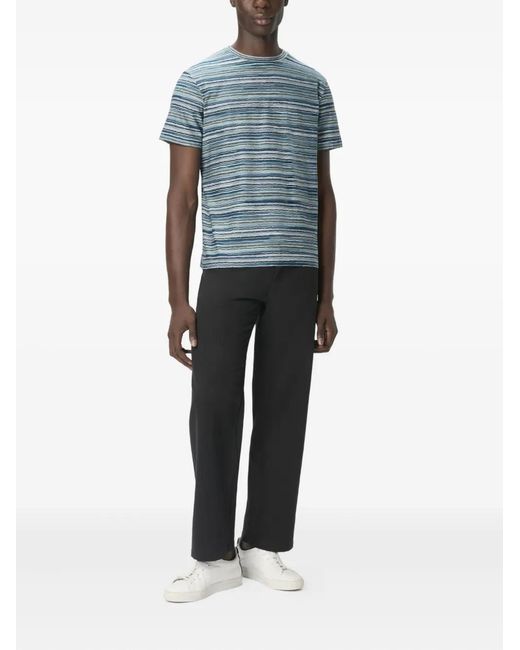 Missoni Blue Flame-Zigzag Pattern Crew-Neck T-Shirt for men