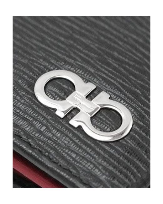 Ferragamo Black Gancini-Embellished Bi-Fold Wallet for men