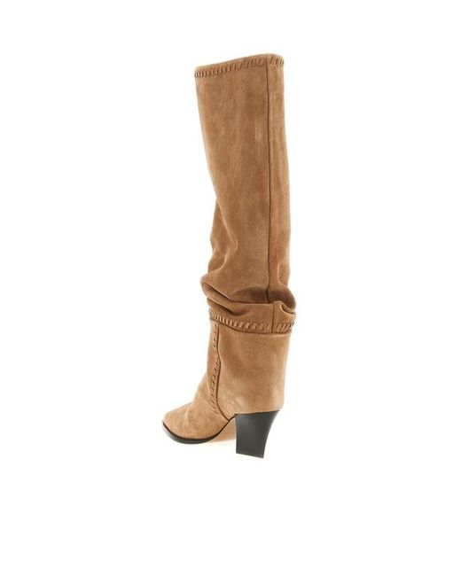 Jimmy Choo Brown Hart Stitch Knee Boots