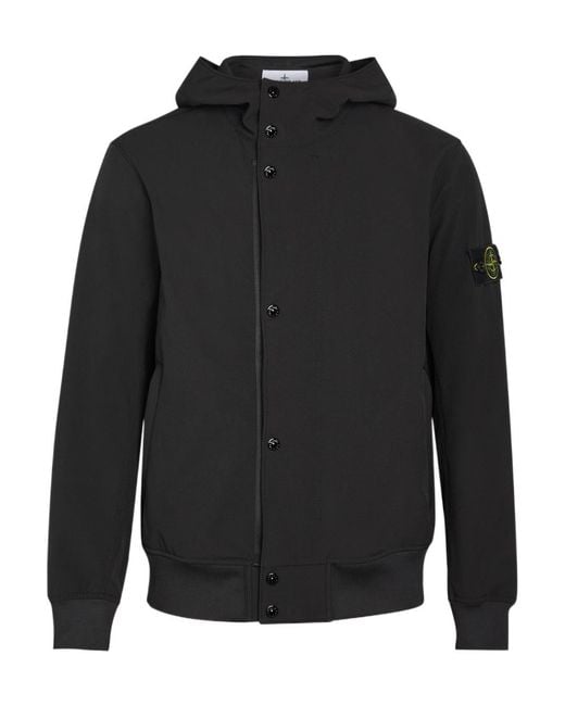 Stone Island Gray Water-Resistant Hooded Soft Shell Jacket for men