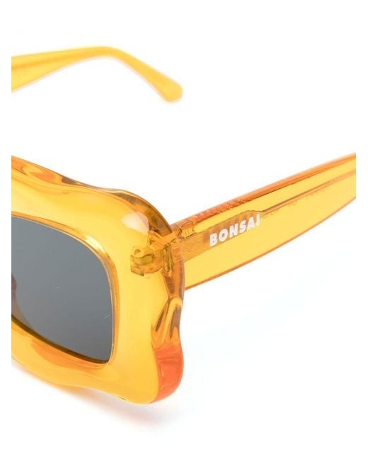 Bonsai Yellow Oversized Curved-Frame Sunglasses for men