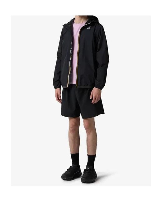 K-Way Black Packable Hooded Jacket for men