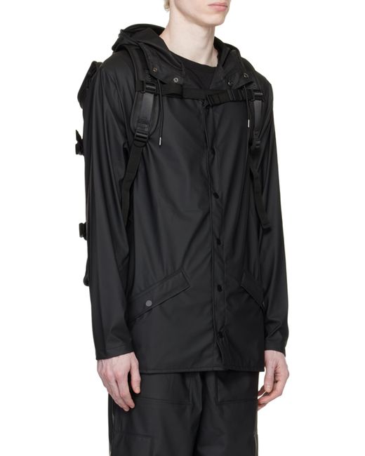 Rains Black Hooded Water-Resistant Jacket for men