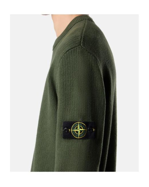 Stone Island Green Logo Patch Crewneck Sweatshirt for men