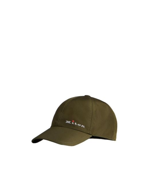 Kiton Green Logo Embroidered Curved Peak Cap for men