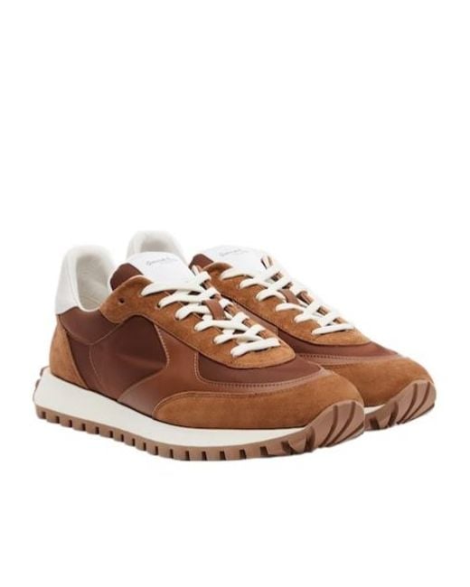 Gianvito Rossi Brown Leather And Suede Sneakers