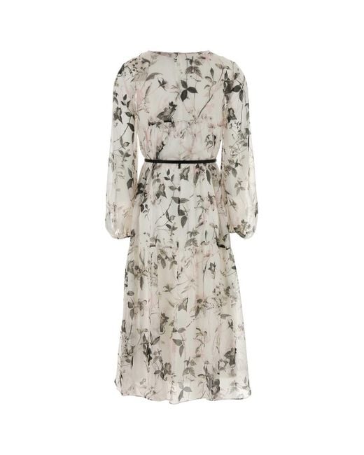 Max Mara Gray Studio Mstcampo Chiffon Belted Midi Dress