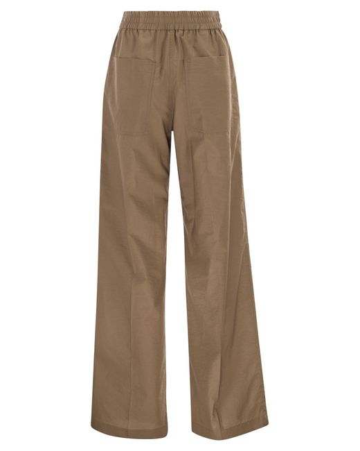 Brunello Cucinelli Natural Pleated Wide-Leg Pants