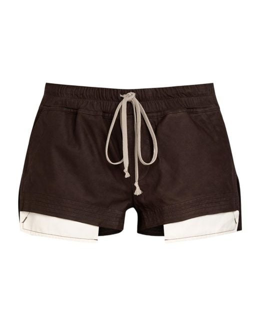 Rick Owens Brown Fog Boxers Suede Shorts