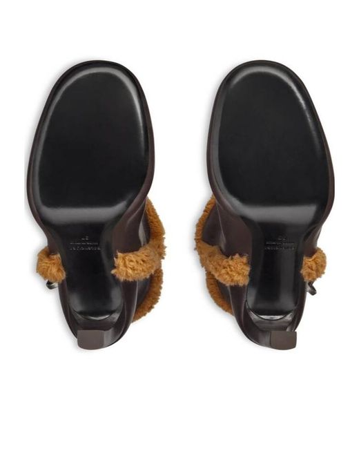 Balenciaga Brown Fargo Shearling Trim Ankle Boots