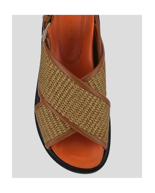 Marni Brown Fussbett Cross-Strap Sandals