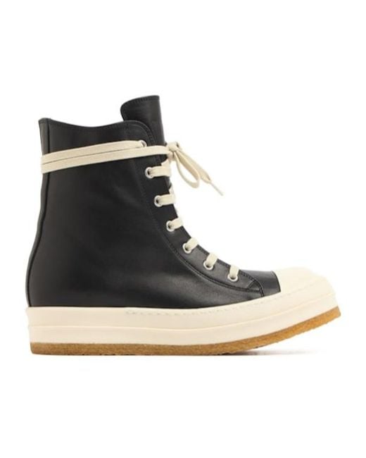 Rick Owens Black 20Mm Creep Leather Sneakers