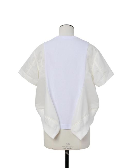 Sacai White Button-Detailed Short-Sleeved Top