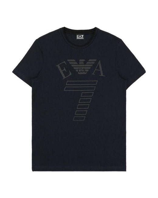 EA7 Blue Logo T-Shirt With Round Neck for men