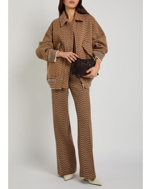 Missoni Brown Chevron Wide-Leg Wool-Blend Trousers