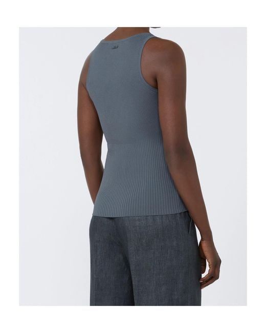 Max Mara Blue Ghiro Ribbed Knit Tank Top