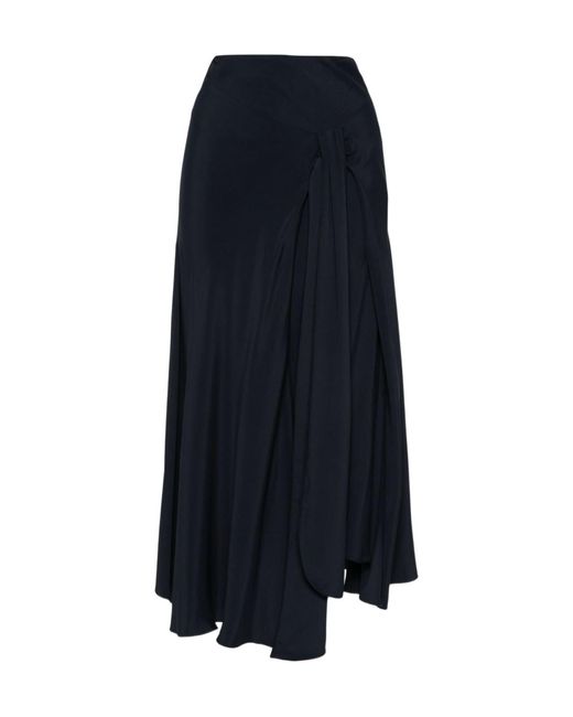 Victoria Beckham Blue Asymmetric Crepe Midi Skirt