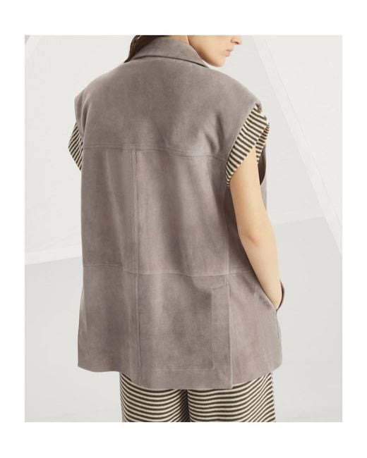 Brunello Cucinelli Gray Embellished Four-Pocket Vest