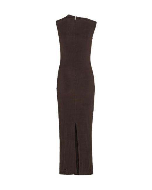 ROTATE BIRGER CHRISTENSEN Brown Asymmetrical Sleeveless Dress