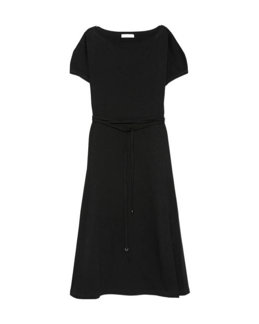 Lemaire Black Belted Short-Sleeve Dress