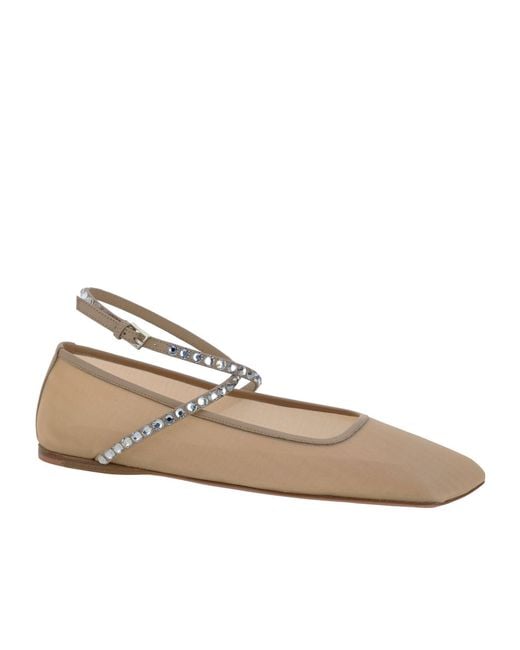 AMINA MUADDI Natural Square-Toed Ballet Shoes