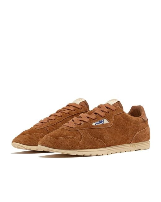 Autry Brown Windspin Lace-Up Sneakers
