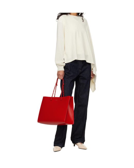 Jil Sander Red Tangle Shopping Ew Handbag