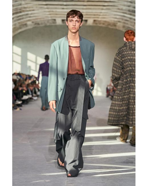 Dries Van Noten Green Single-Breasted Long-Sleeved Jacket for men