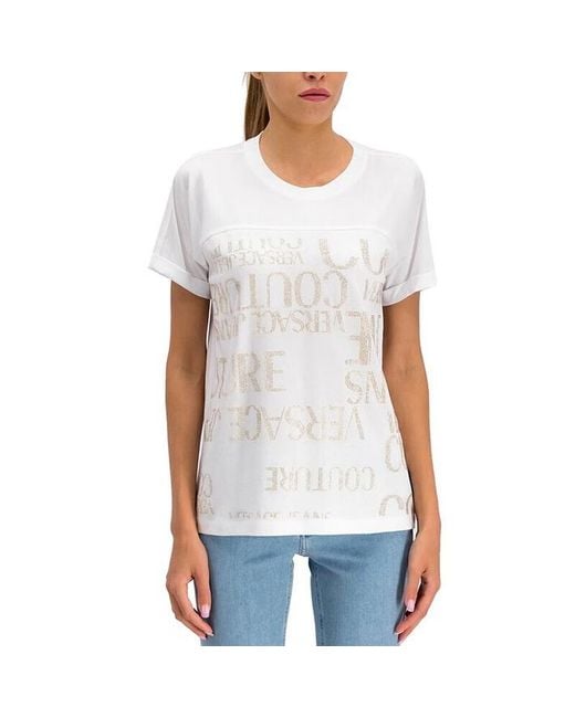 Versace Jeans White T-Shirt With Round Neck And Short Sleeves
