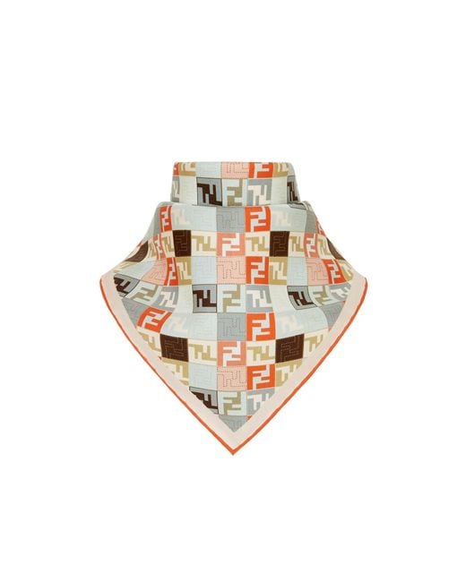 Fendi White Monogrammed Square Scarf