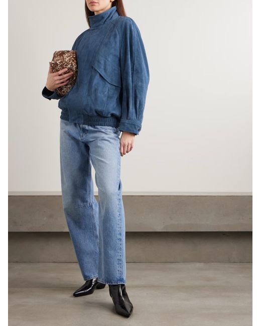 Nour Hammour Blue Ariste Patchwork Suede Jacket