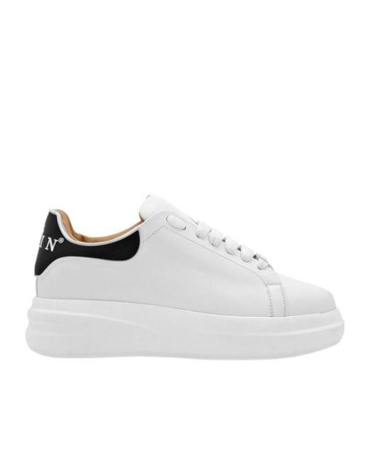 Philipp Plein White Round-Toe Low-Top Sneakers for men
