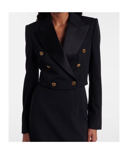 Dolce & Gabbana Black Cropped Wool And Silk-Blend Jacket
